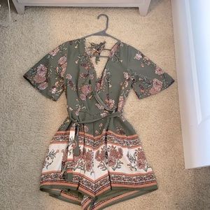Francesca’s Floral Green Romper